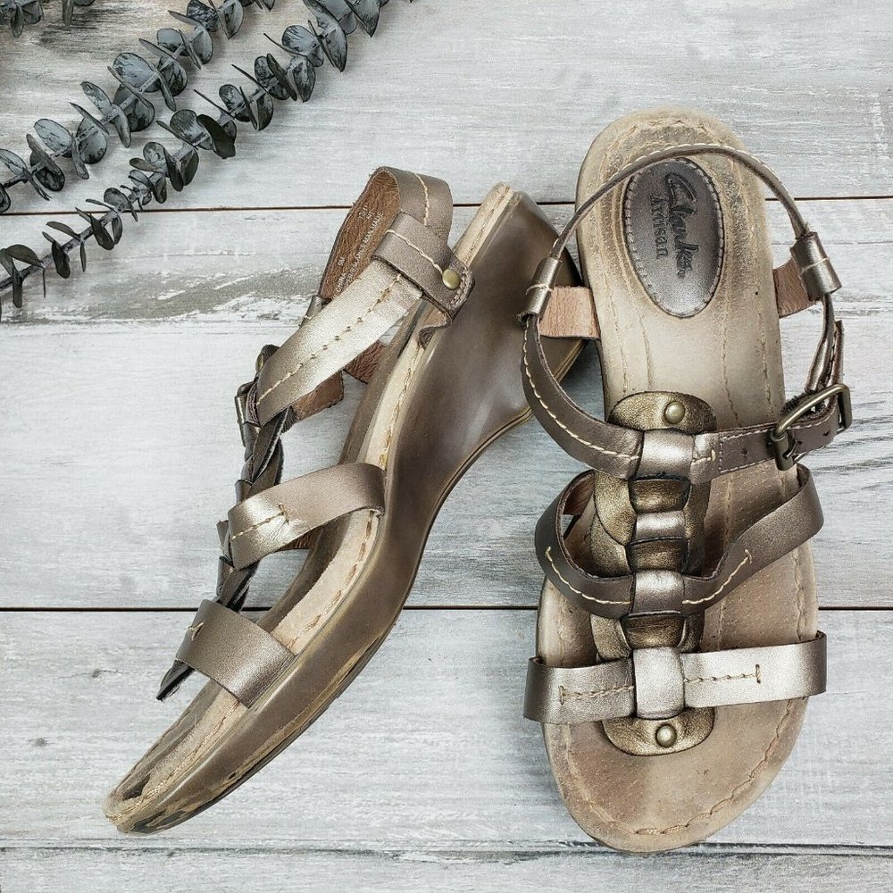 Clarks Artisan Bronze Wedge Sandals